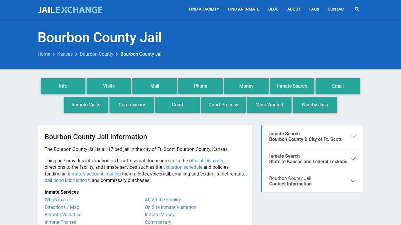 Bourbon County Jail, KS Inmate Search, Information