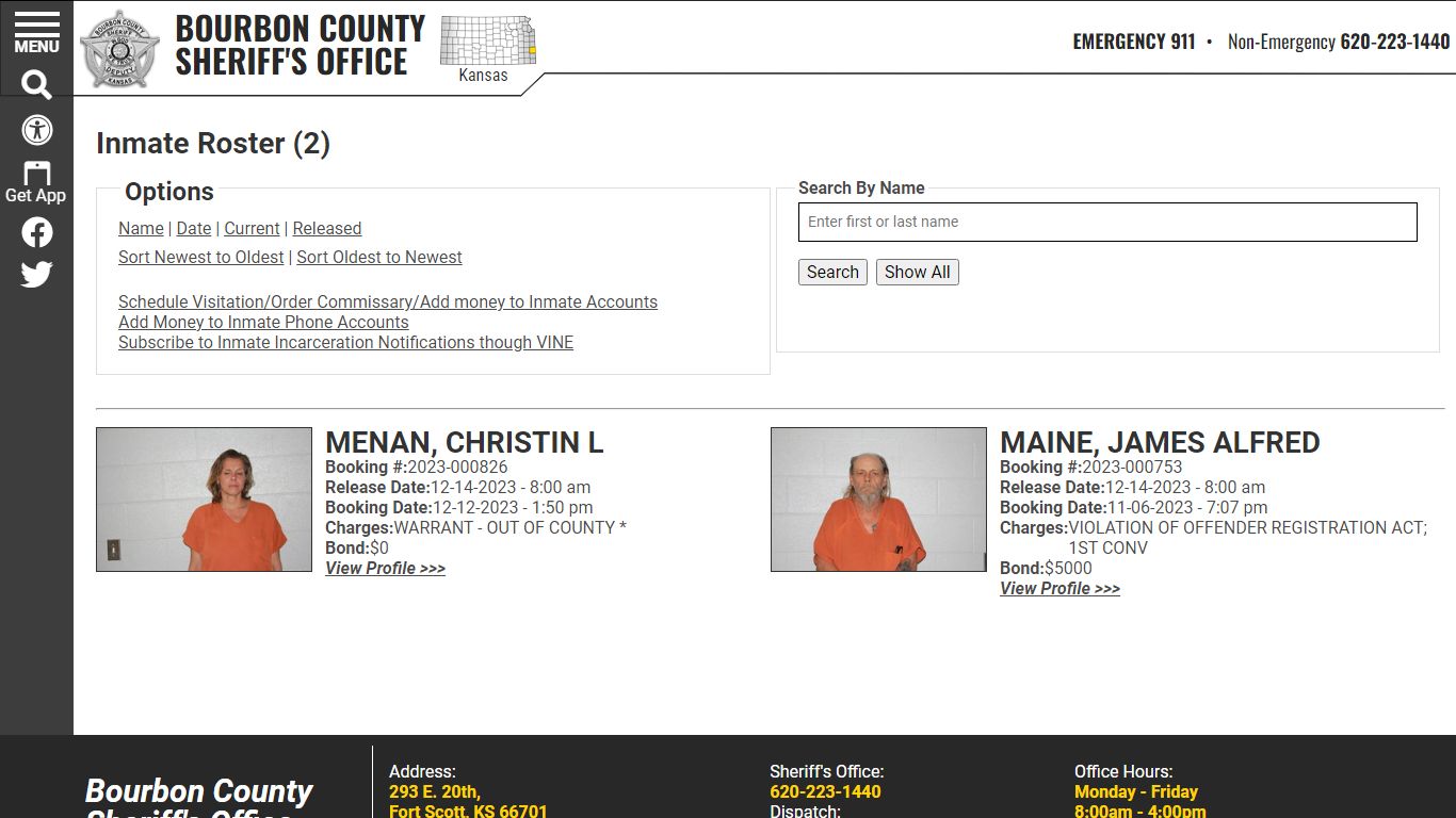 Inmate Roster - Bourbon County KS Sheriff’s Office